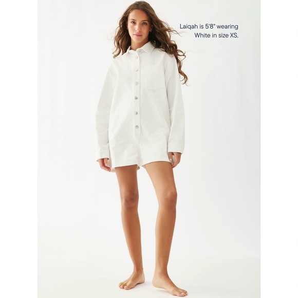 Parke Long Sleeve Denim Romper in White - Size XS - Picture 5 of 6